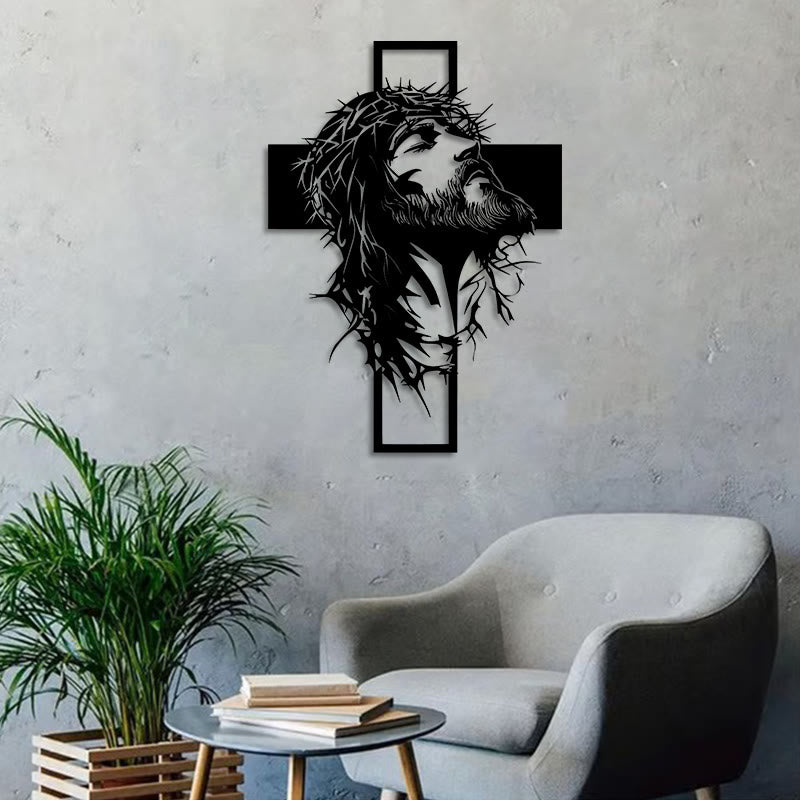 Christianartworkshop Crown of Thorns Jesus Cross Metal Wall Decor: Heartfelt Faith Statement  - image 3
