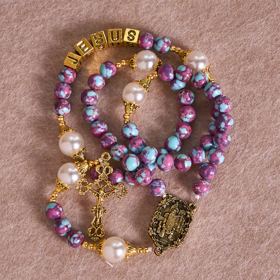 Christianartworkshop Royal Faith Purple Emperor Stone Custom Rosary with Personalized JESUS Letter - image 7