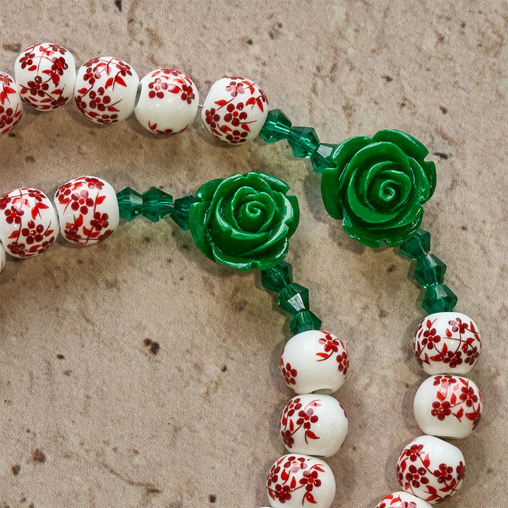 FREE Today: Red Floral Ceramic Beads Rosary with Green Rose: The Garden of Mary's Love - image 8