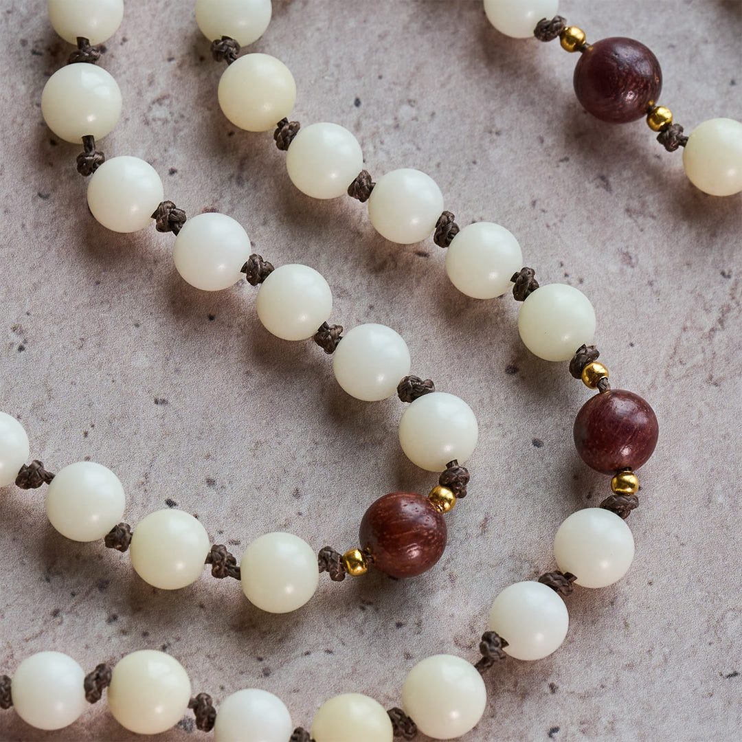 FREE Today: White Bodhi & Brown Wood Sacred Harmony Rosary with Antique Our Lady - image 6