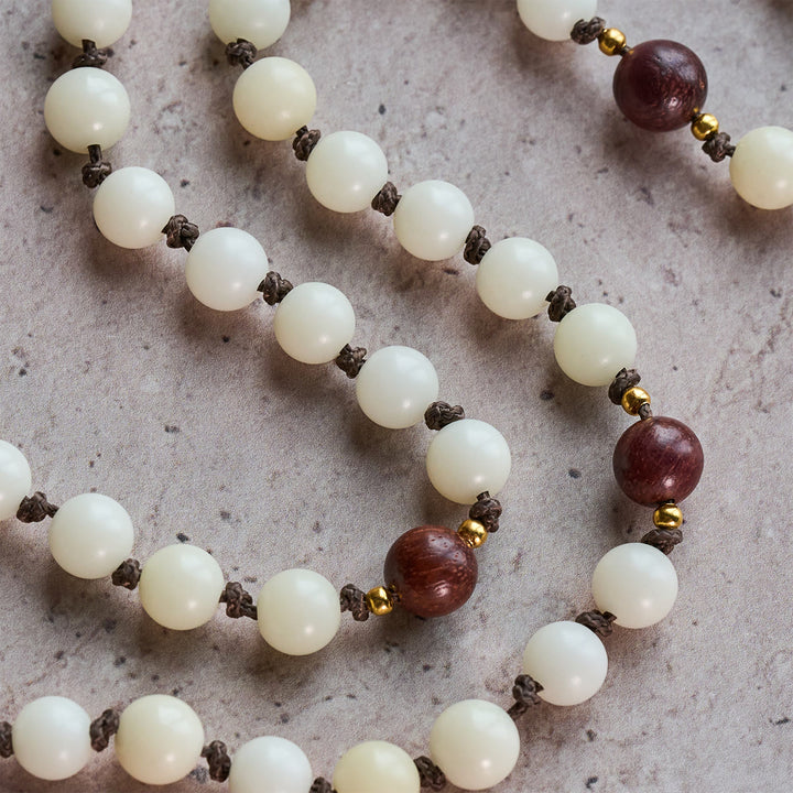 FREE Today: White Bodhi & Brown Wood Sacred Harmony Rosary with Antique Our Lady - image 6