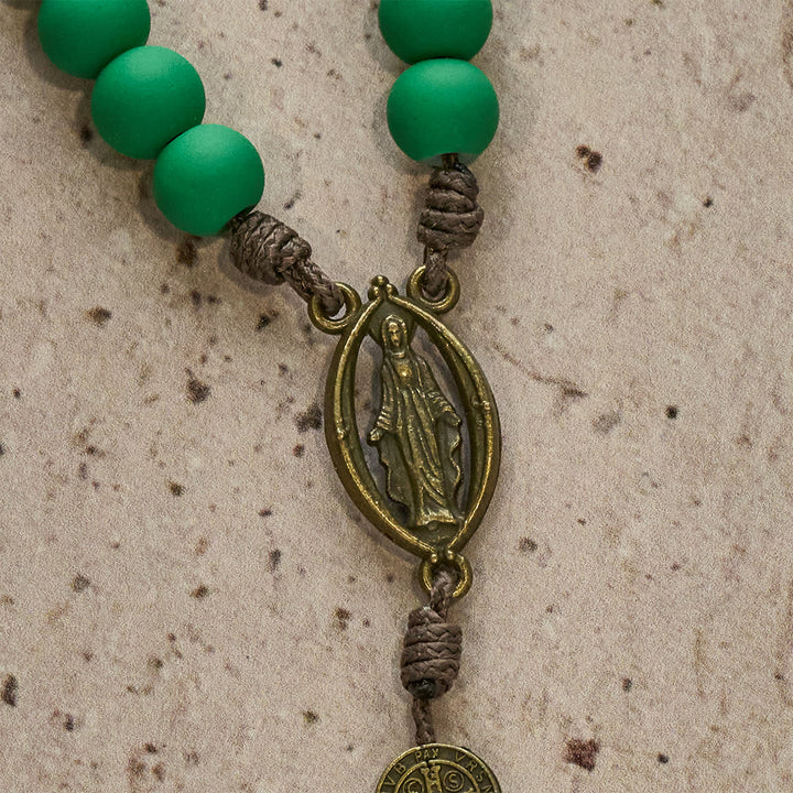 Christianartworkshop Christmas Gift: Matte Green Rubber Beads Rosary with St. Benedict Protection - image 10