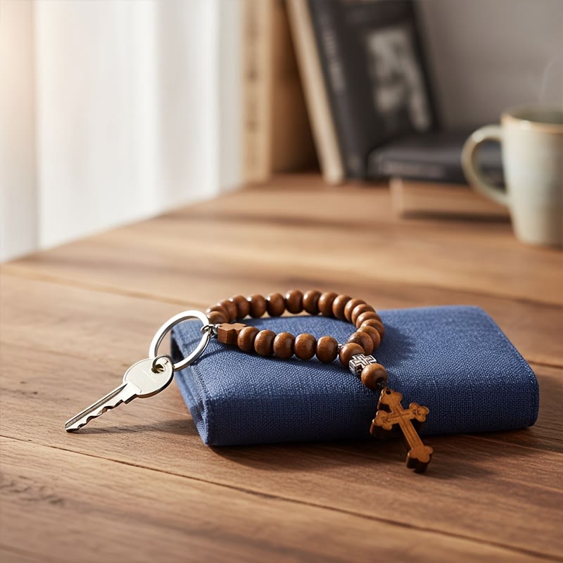 Christianartworkshop Faithful Journey Wooden Cross Car Pendant: Drive with God's Peace - image 3