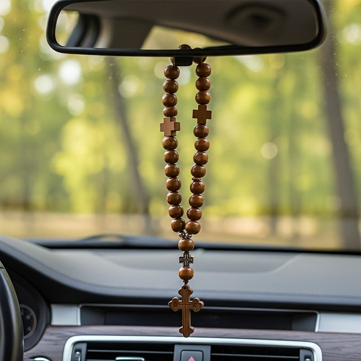Christianartworkshop Faithful Journey Wooden Cross Car Pendant: Drive with God's Peace - Cross - image 0