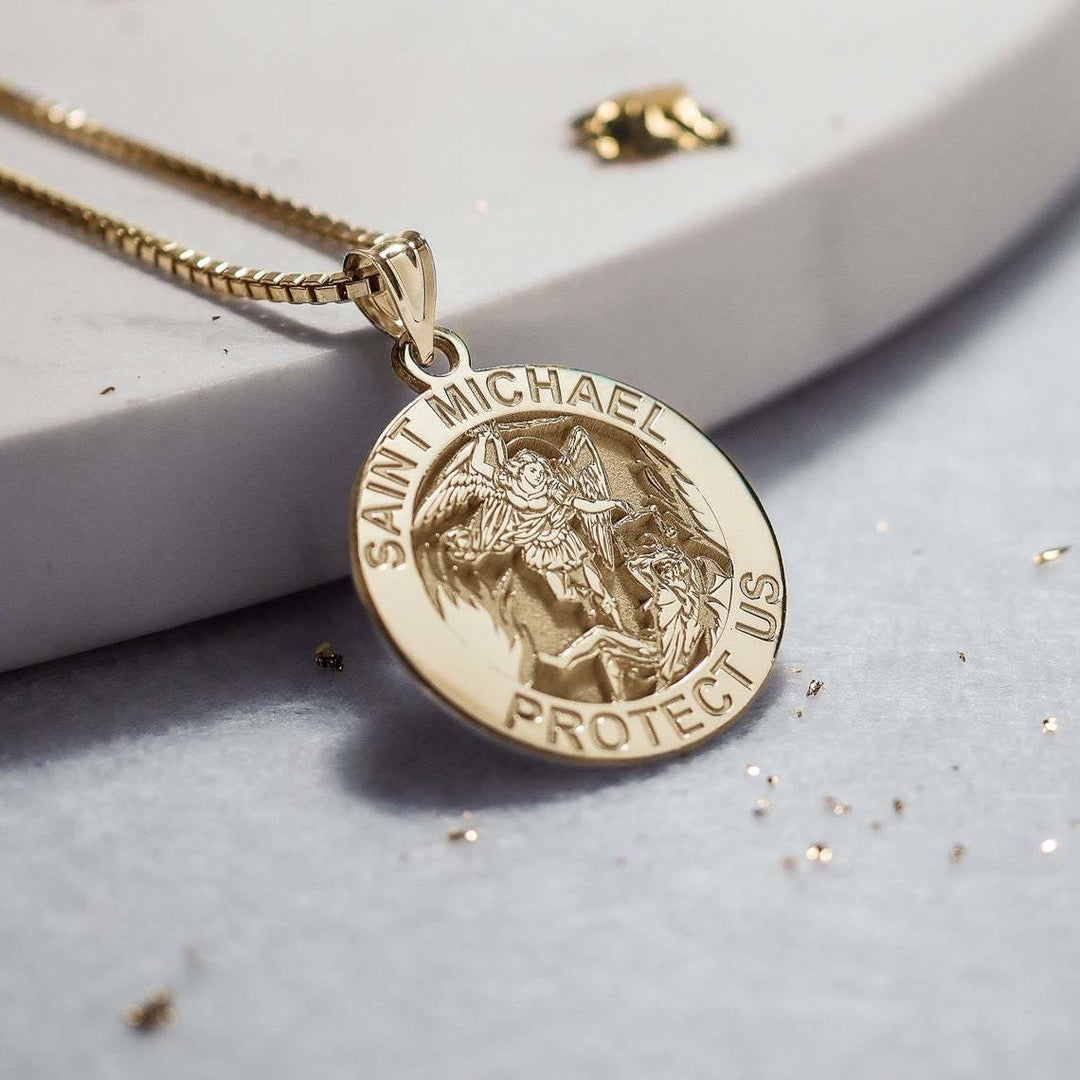 Christianartworkshop Saint Michael Medallion Necklace: Divine Protection & Faithful Devotion - Golden - image 3