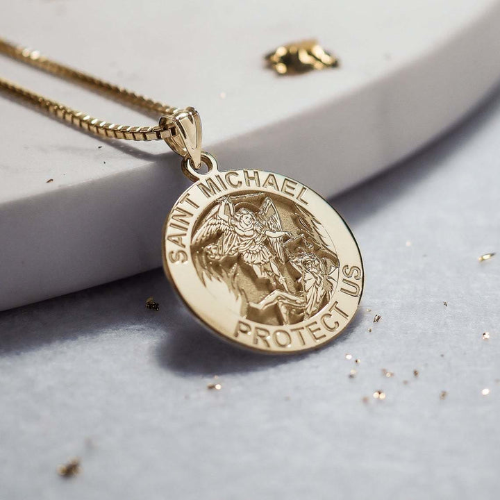 Christianartworkshop Saint Michael Medallion Necklace: Divine Protection & Faithful Devotion - Golden - image 3