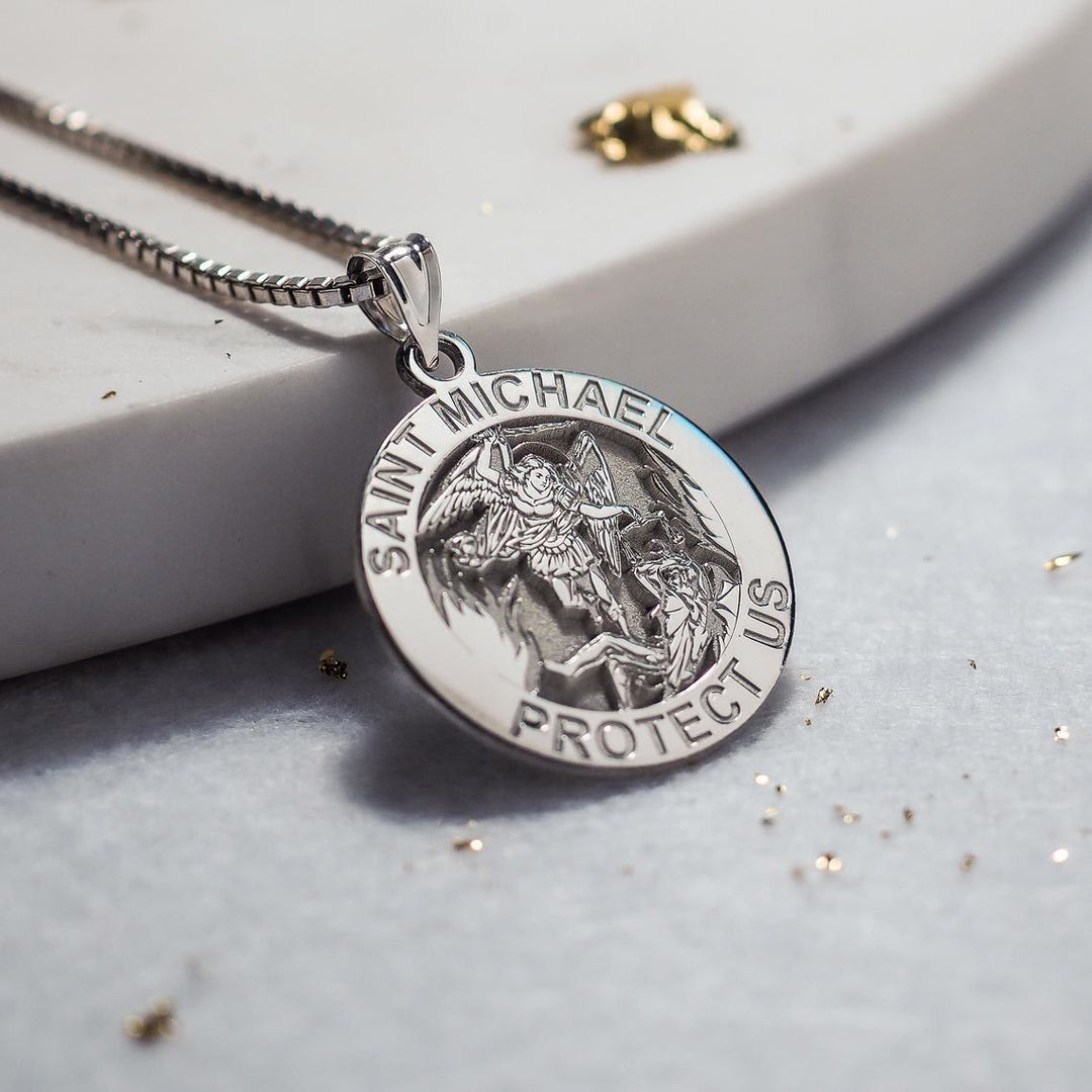 Christianartworkshop Saint Michael Medallion Necklace: Divine Protection & Faithful Devotion - Silver - image 0
