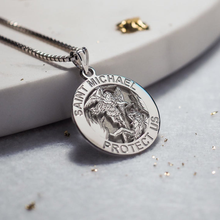 Christianartworkshop Saint Michael Medallion Necklace: Divine Protection & Faithful Devotion - Silver - image 0