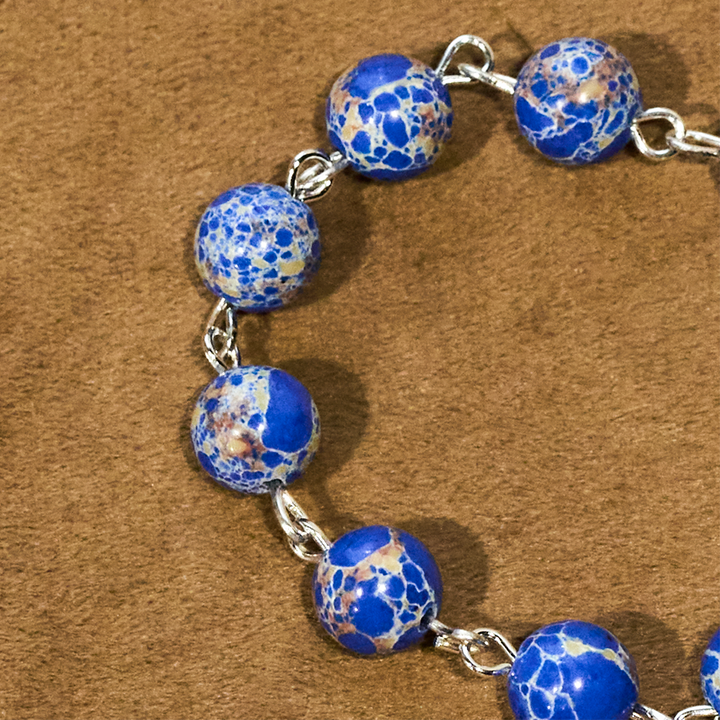 FREE Today: Royal Blue-Tone Stone Beads One Decade Rosary, Bracelet: Grace Guided by Mary's Hand - image 2