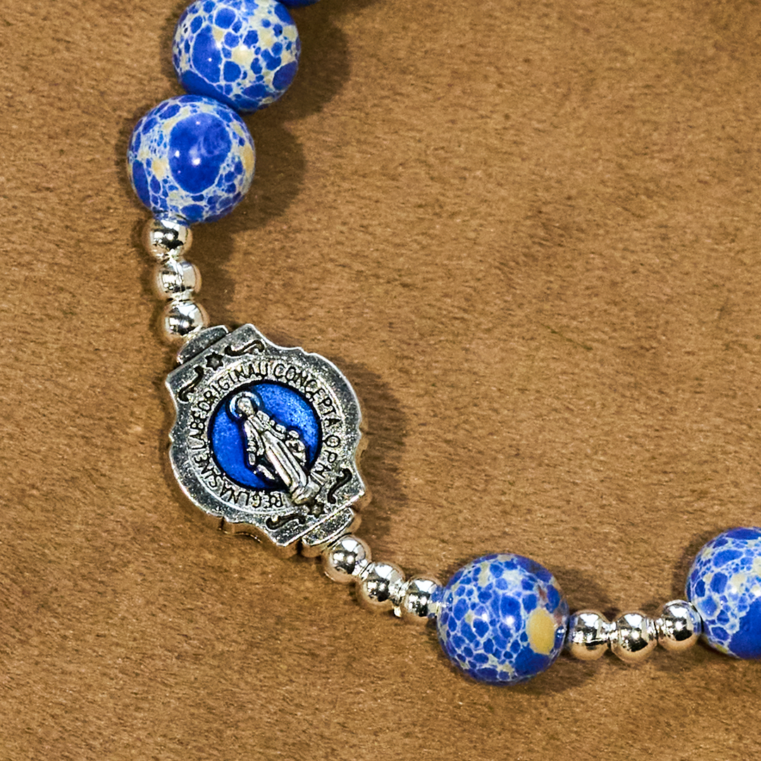 FREE Today: Royal Blue-Tone Stone Beads One Decade Rosary, Bracelet: Grace Guided by Mary's Hand - image 10