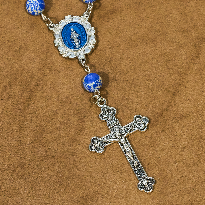 FREE Today: Royal Blue-Tone Stone Beads One Decade Rosary, Bracelet: Grace Guided by Mary's Hand - image 3