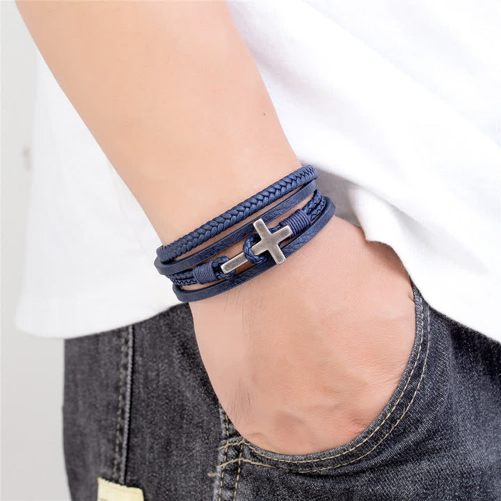 FREE Today: Tri - Color Stainless Steel Cross & Braided Leather Fashion Bracelet - image 16