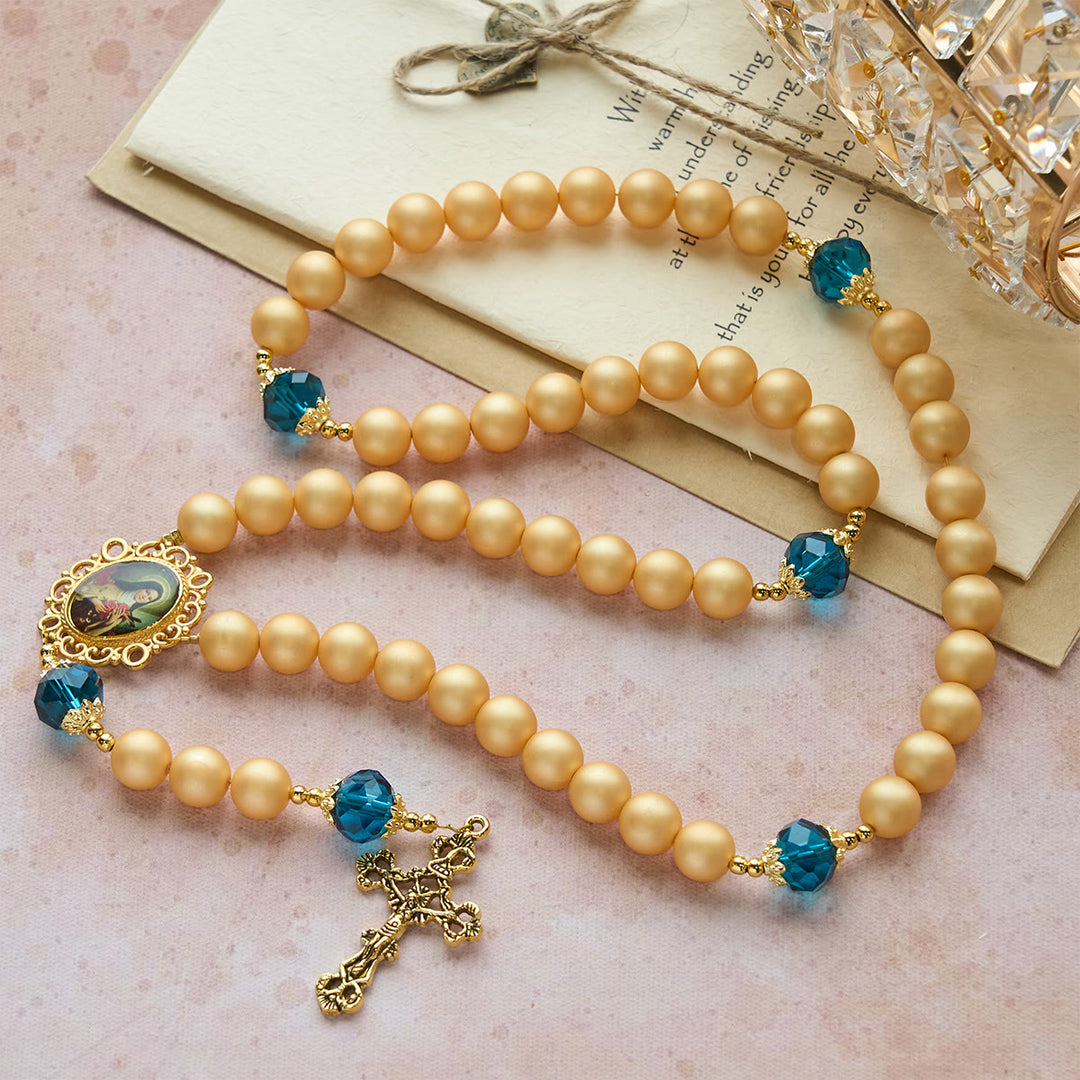 FREE Today: Elegant Matte Golden Pearl Rosary with St. Therese and Crucifix - image 4