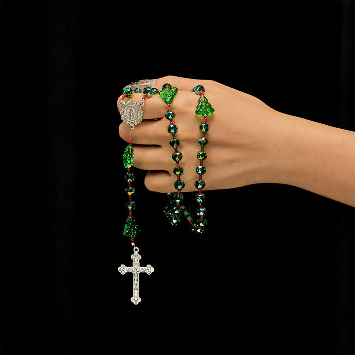 Christianartworkshop Christmas Gift: Joyful Green Tree of Hope Christmas Rosary: Celebrate Christ's Birth - image 4