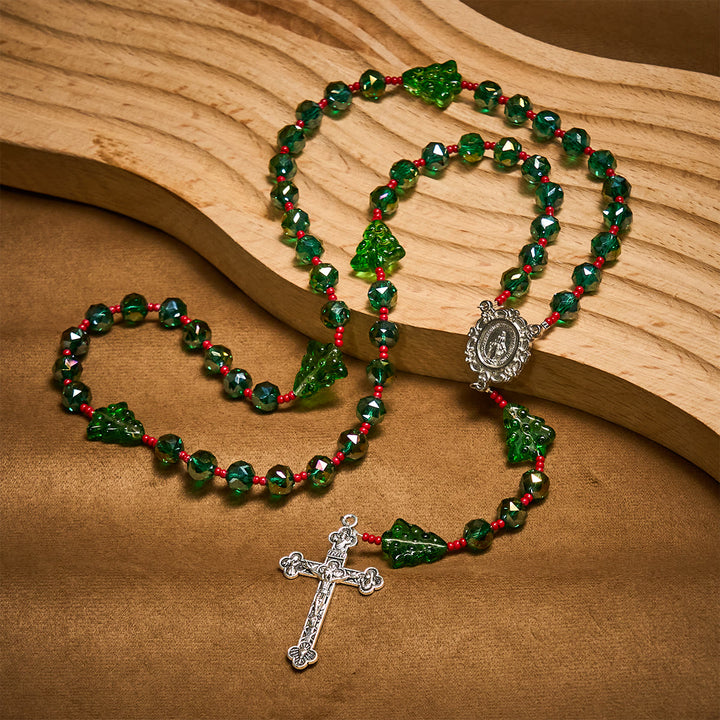 Christianartworkshop Joyful Green Tree of Hope Christmas Rosary: Celebrate Christ's Birth - Christmas Rosary - image 0