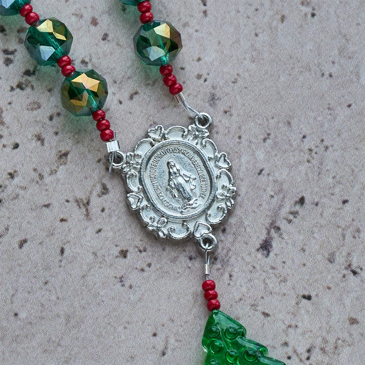 Christianartworkshop Christmas Gift: Joyful Green Tree of Hope Christmas Rosary: Celebrate Christ's Birth - image 13