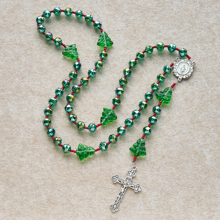 Christianartworkshop Joyful Green Tree of Hope Christmas Rosary: Celebrate Christ's Birth - image 7