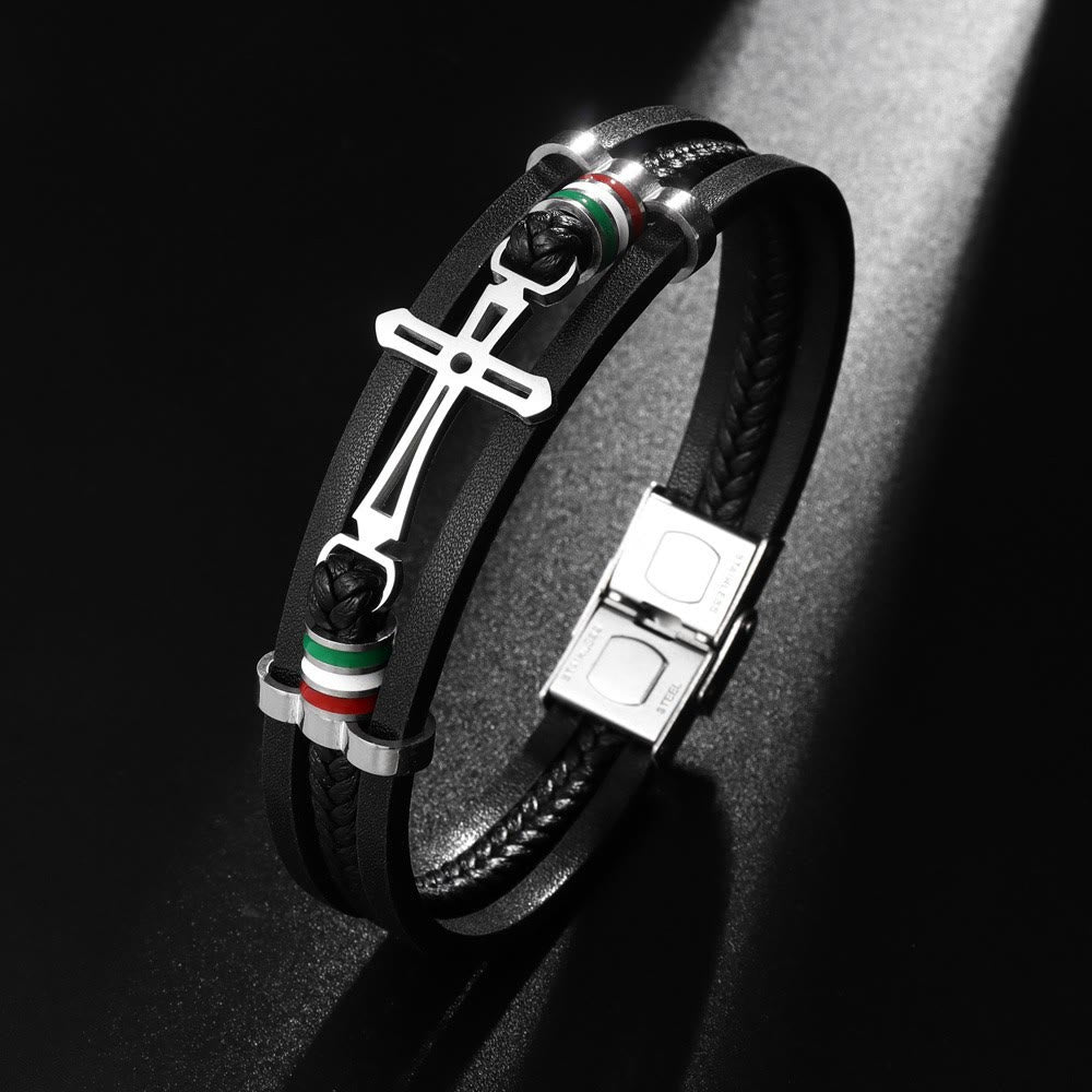 FREE Today: Cross Leather Bracelet: Rugged Faith & Stylish Devotion for Daily Wear - Wrist Circumference: 8.27''/21cm - image 0