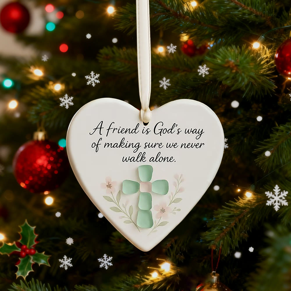 Christianartworkshop Heart-Shaped Cross Ornament: A Friend is God's Way Faith & Friendship Reminder - image 5
