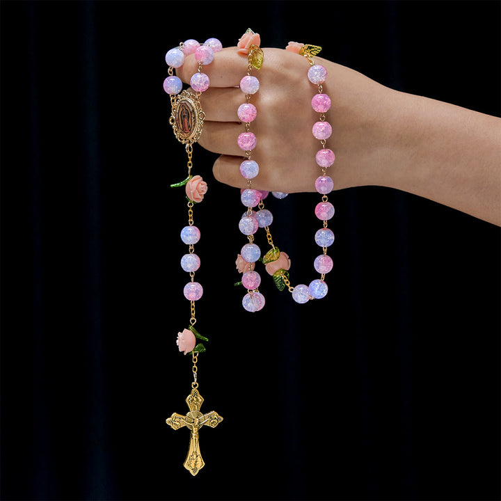 FREE Today: Virgin Mary with Rose-Accented Rosary: Timeless Faith & Floral Faith Symbol - image 1