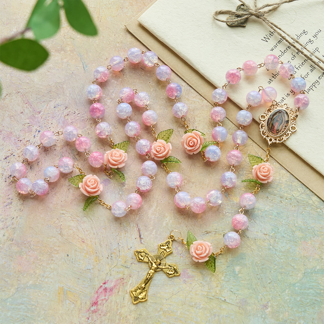FREE Today: Virgin Mary with Rose-Accented Rosary: Timeless Faith & Floral Faith Symbol - image 4