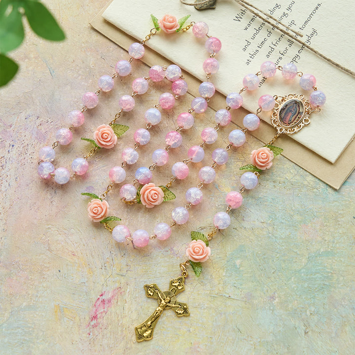 FREE Today: Virgin Mary with Rose-Accented Rosary: Timeless Faith & Floral Faith Symbol - image 2