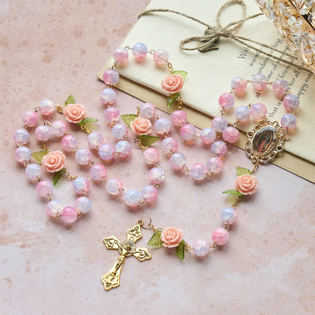 FREE Today: Virgin Mary with Rose-Accented Rosary: Timeless Faith & Floral Faith Symbol - image 3