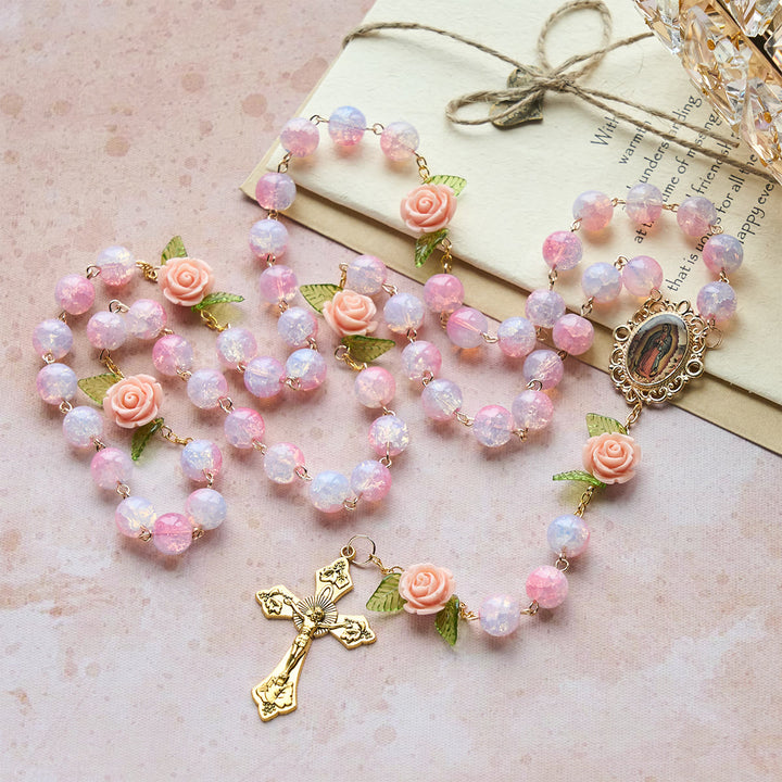 FREE Today: Virgin Mary with Rose-Accented Rosary: Timeless Faith & Floral Faith Symbol - image 3