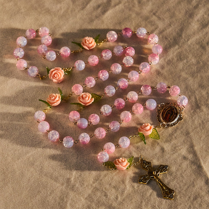 Christianartworkshop Virgin Mary with Rose-Accented Rosary: Timeless Faith & Floral Faith Symbol - image 7