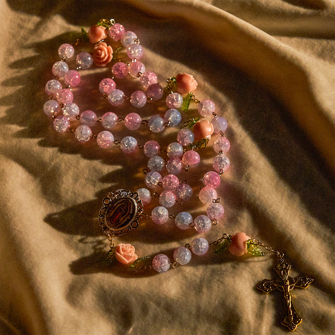 Christianartworkshop Virgin Mary with Rose-Accented Rosary: Timeless Faith & Floral Faith Symbol - image 8