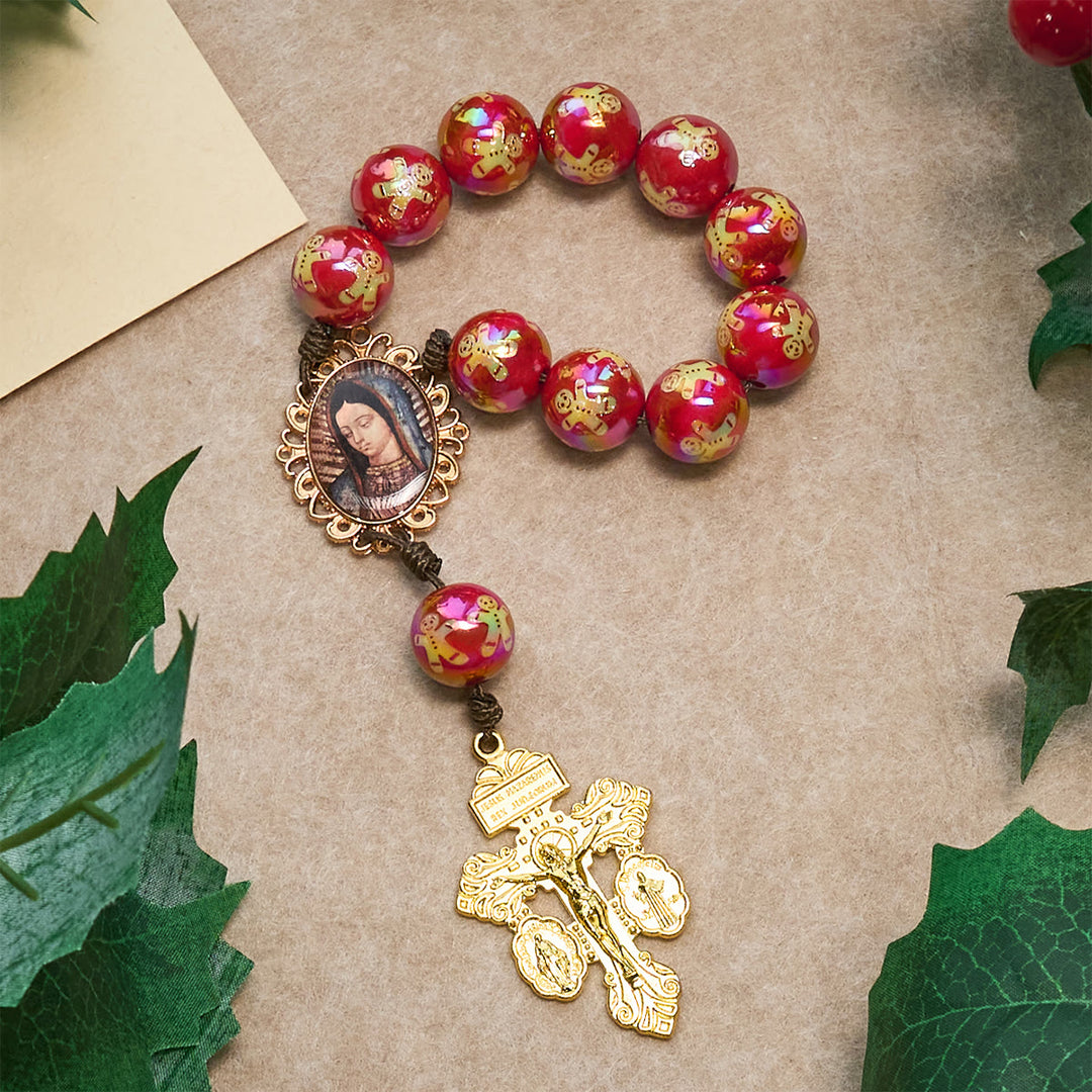 Christianartworkshop Christmas Devotion Red Green Holiday Beads Pocket Rosary: Pray anywhere, anytime - Red - image 1