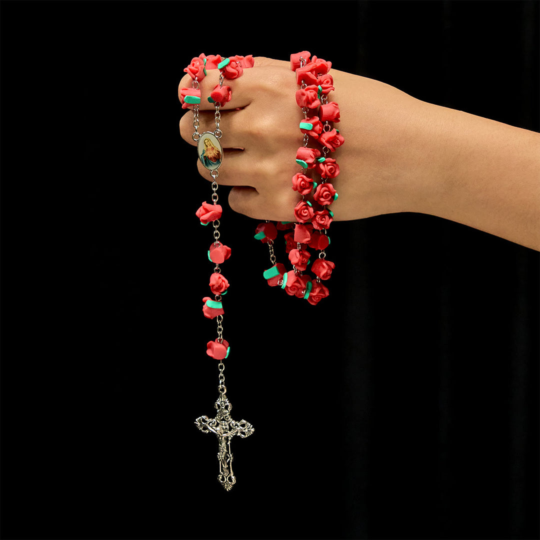 Christianartworkshop Soft Clay Rose Rosary: Floral Devotion & Handcrafted Spiritual Connection - image 1