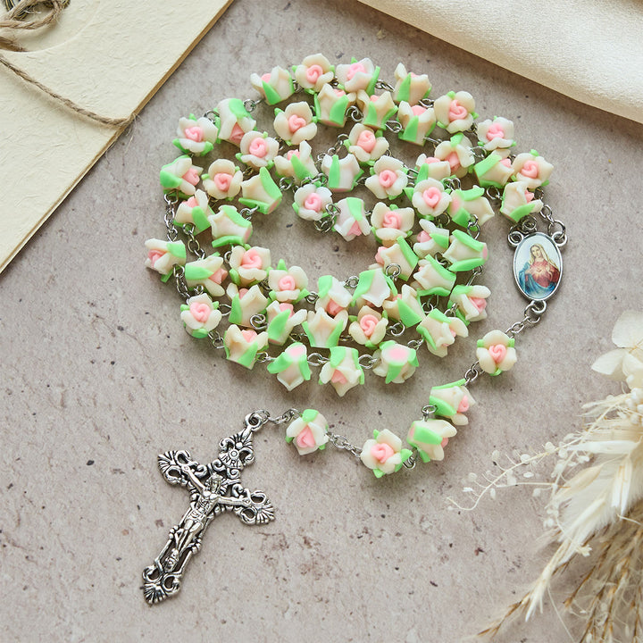 FREE Today:  Soft Clay Rose Rosary: Floral Devotion & Handcrafted Spiritual Connection - White - image 16