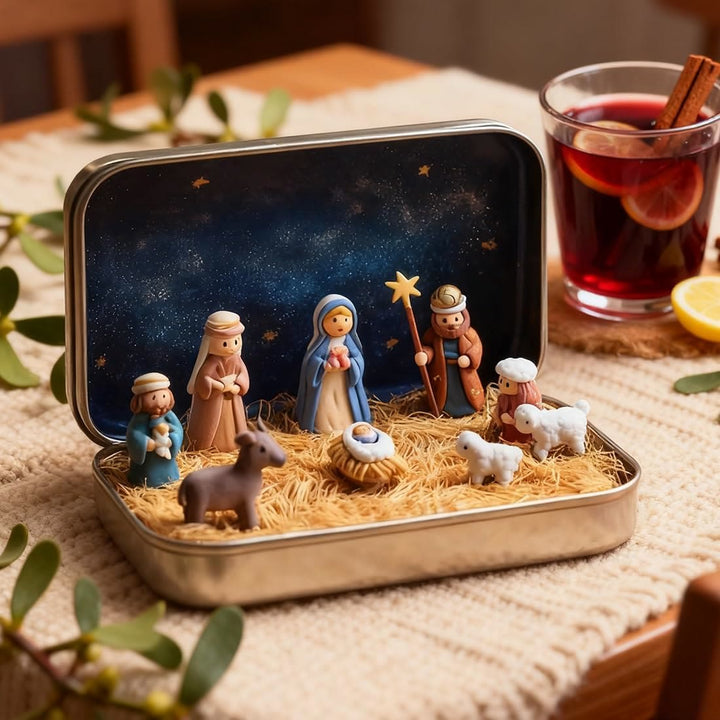 FREE Today: Tin Nativity Scene Ornament Series: A Miniature Embrace of Christmas Faith & Story - image 1