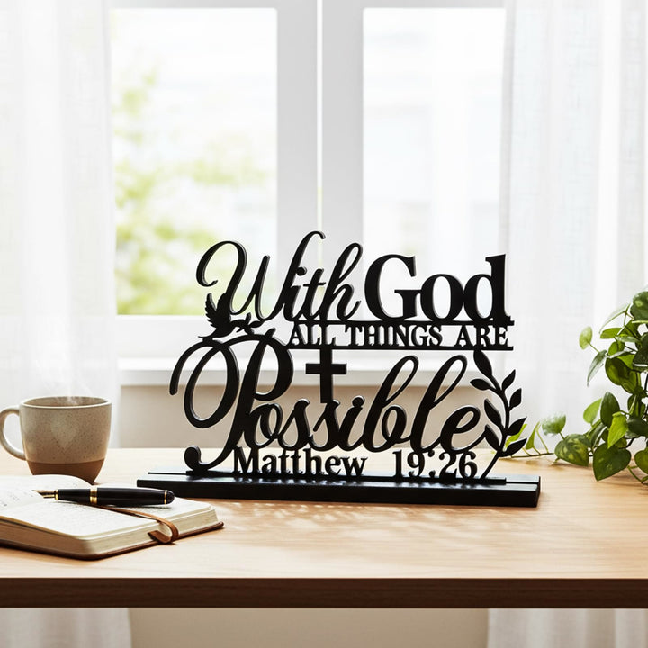 Christianartworkshop With God All Things Are Possible Table Art: A Testament to Faith & Inspiration - image 4