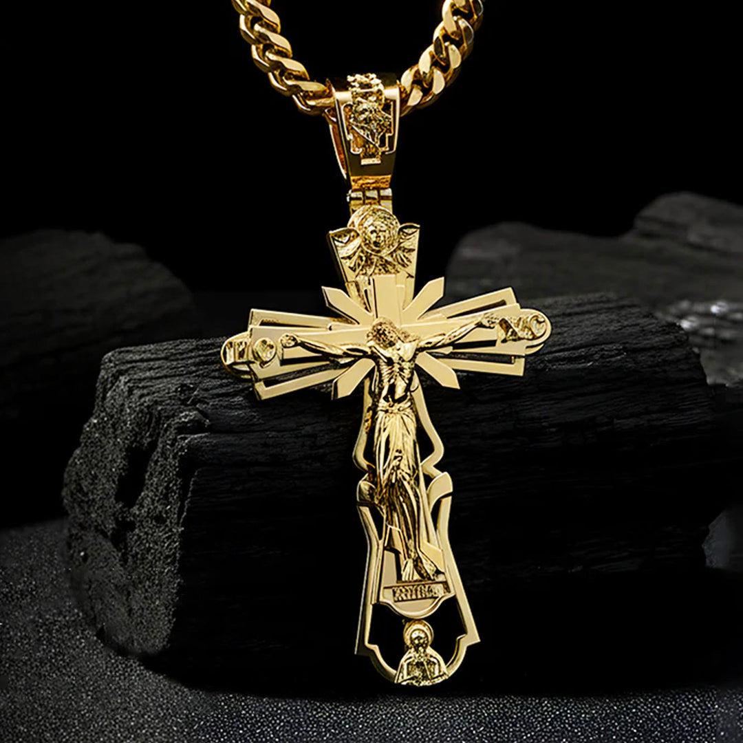 Christianartworkshop Christian Cross Necklace: Sacrificial Story & Timeless Adornment - 70cm - Golden - image 0