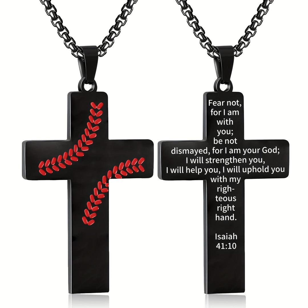 FREE Today: Baseball Stitch Cross Necklace: Athletic Devotion & Inspirational Quote - Black - John 3:16 - image 19