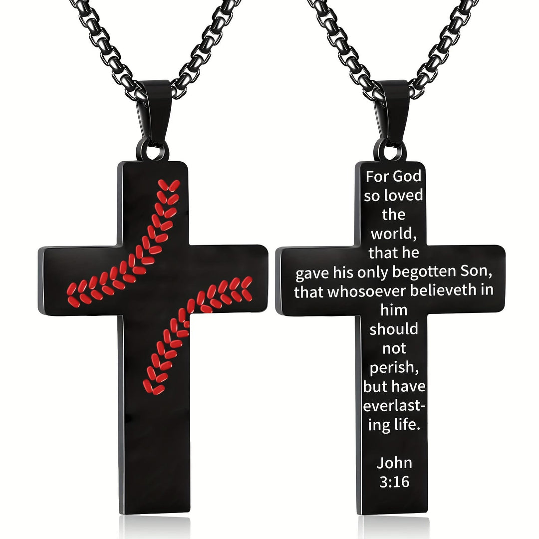 FREE Today: Baseball Stitch Cross Necklace: Athletic Devotion & Inspirational Quote - Black - Isaiah 41:10 - image 20