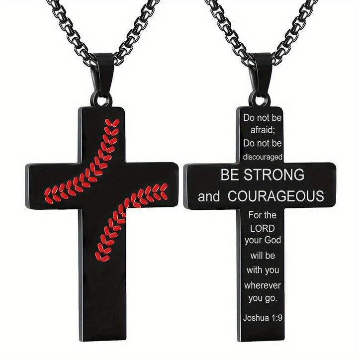 FREE Today: Baseball Stitch Cross Necklace: Athletic Devotion & Inspirational Quote - Black - Luke 1:37 - image 21