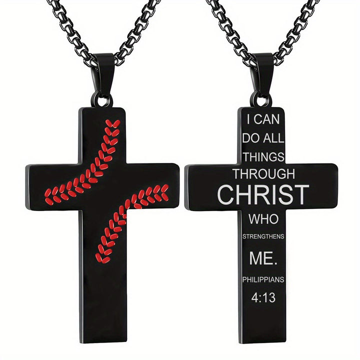 FREE Today: Baseball Stitch Cross Necklace: Athletic Devotion & Inspirational Quote - Black - Phinippians 4:13 - image 23