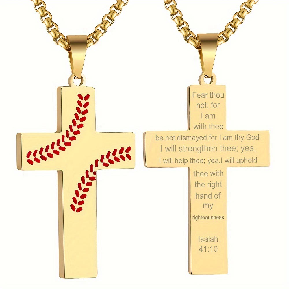 FREE Today: Baseball Stitch Cross Necklace: Athletic Devotion & Inspirational Quote - Golden - John 3:16 - image 29