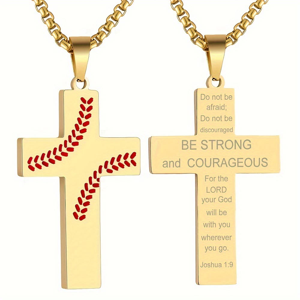 FREE Today: Baseball Stitch Cross Necklace: Athletic Devotion & Inspirational Quote - Golden - Luke 1:37 - image 31