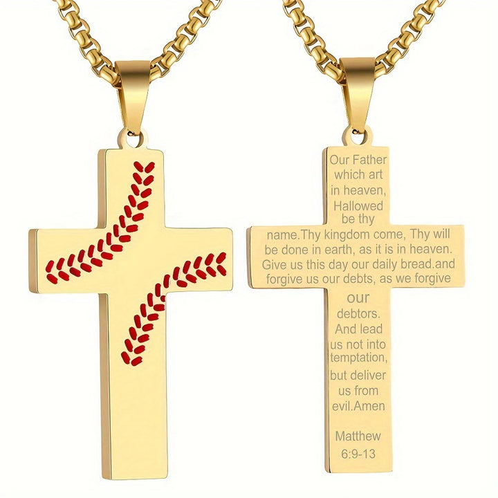 FREE Today: Baseball Stitch Cross Necklace: Athletic Devotion & Inspirational Quote - Golden - God - image 34