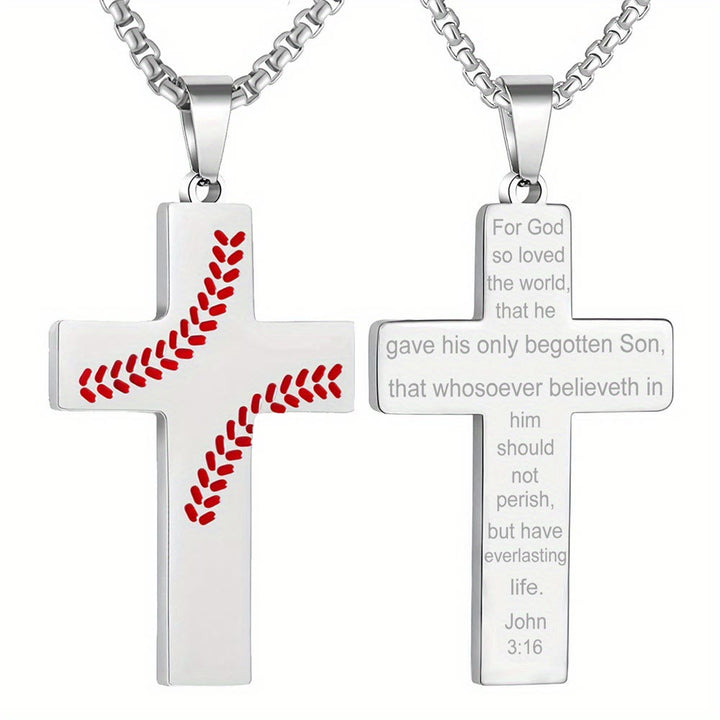 FREE Today: Baseball Stitch Cross Necklace: Athletic Devotion & Inspirational Quote - Silver - John 3:16 - image 6