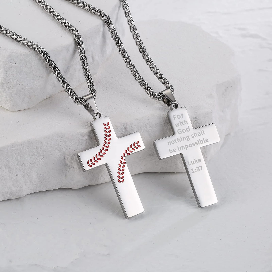 Christianartworkshop Baseball Stitch Cross Necklace: Athletic Devotion & Inspirational Quote - image 4