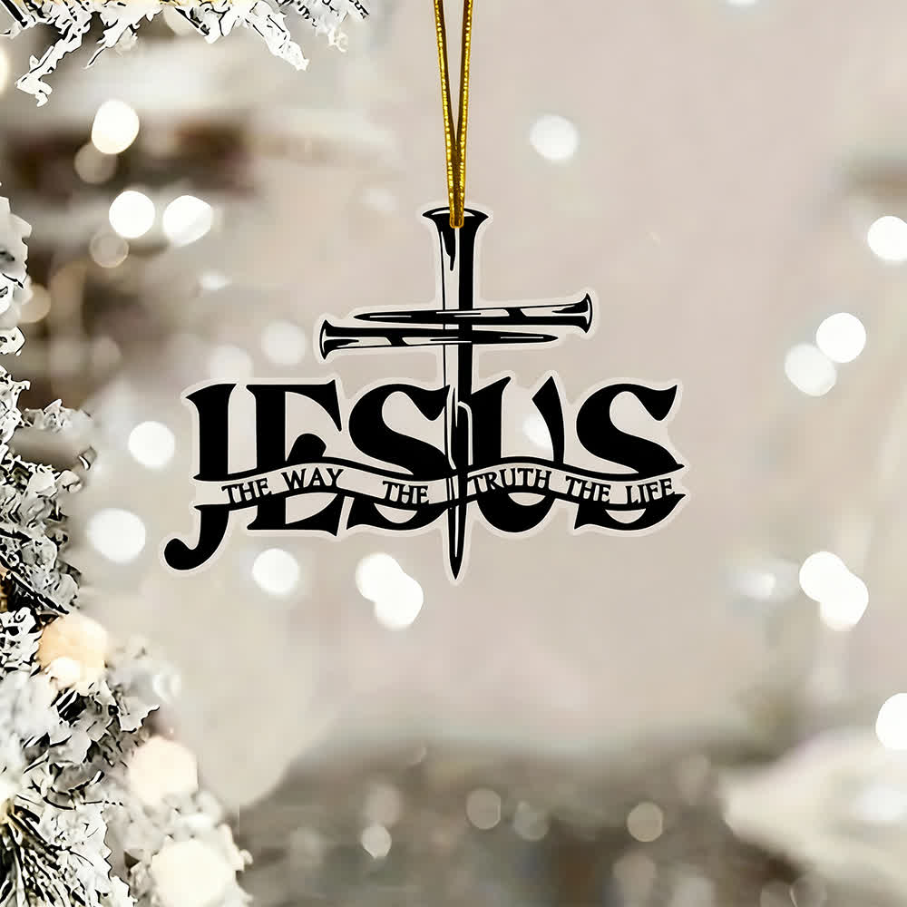 FREE Today: Bohemian Style Flat Jesus Prayer Cross Car Pendant with Inscription - image 2