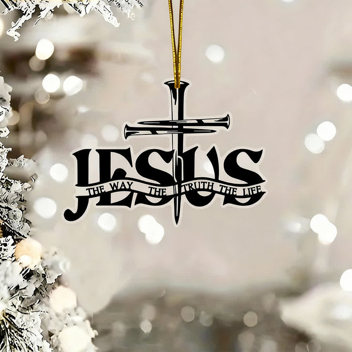 FREE Today: Bohemian Style Flat Jesus Prayer Cross Car Pendant with Inscription - image 2