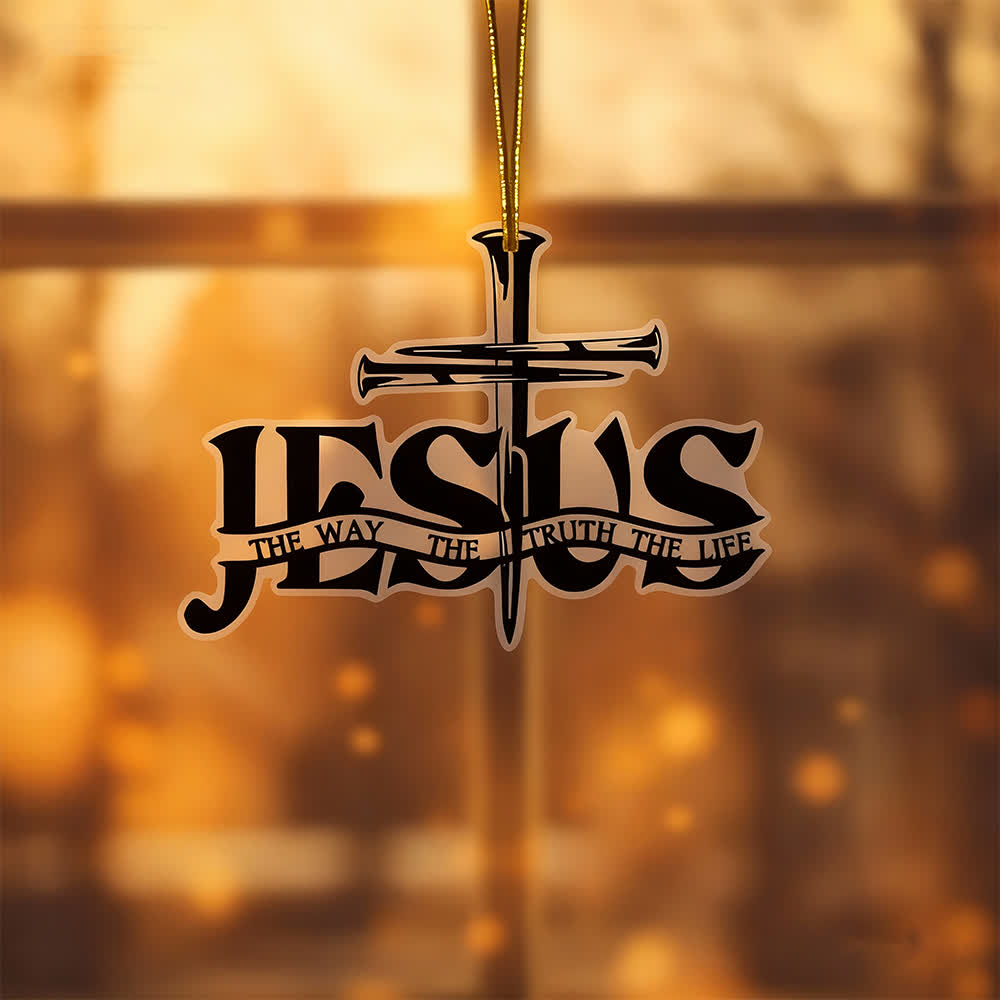 FREE Today: Bohemian Style Flat Jesus Prayer Cross Car Pendant with Inscription - image 3