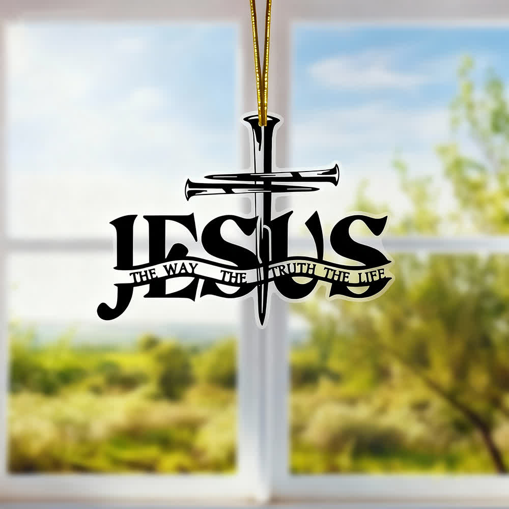 FREE Today: Bohemian Style Flat Jesus Prayer Cross Car Pendant with Inscription - image 1