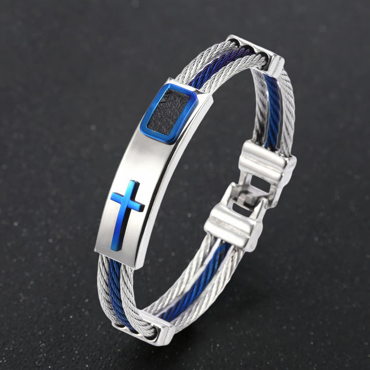 Christianartworkshop Cross Cable Bracelet: Faith-Driven Style & Enduring Devotion - Silver & Blue - image 11
